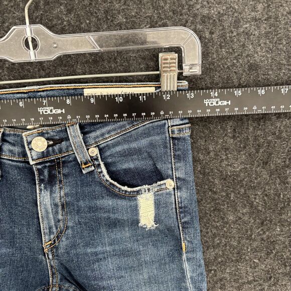 Rag & Bone Jeans Women's 25 Blue Skinny Mid Rise Distressed Raw Hem Stretch - Picture 9 of 12